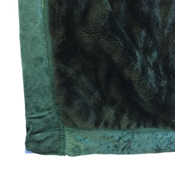 VTG Twin Blanket Emerald Green Velvet Satin Trim Double Sided Thickness Luxury - Picture 6 of 7
